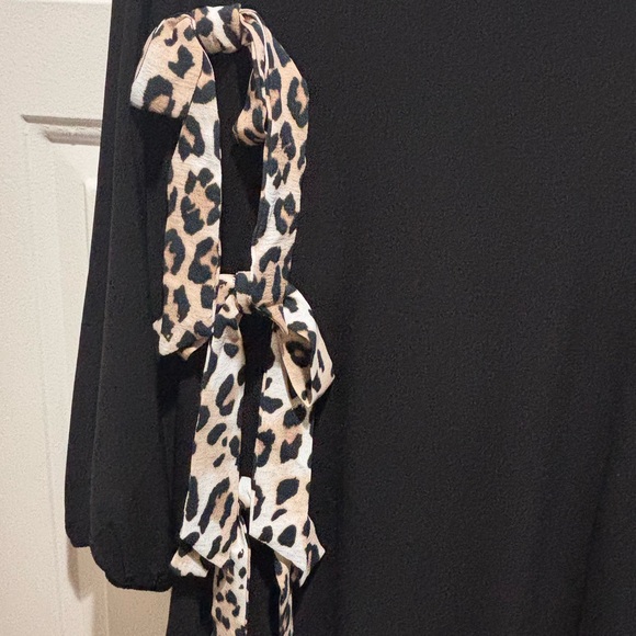 Cato Black Long Sleeve Top with Leopard Accent - Picture 7 of 9
